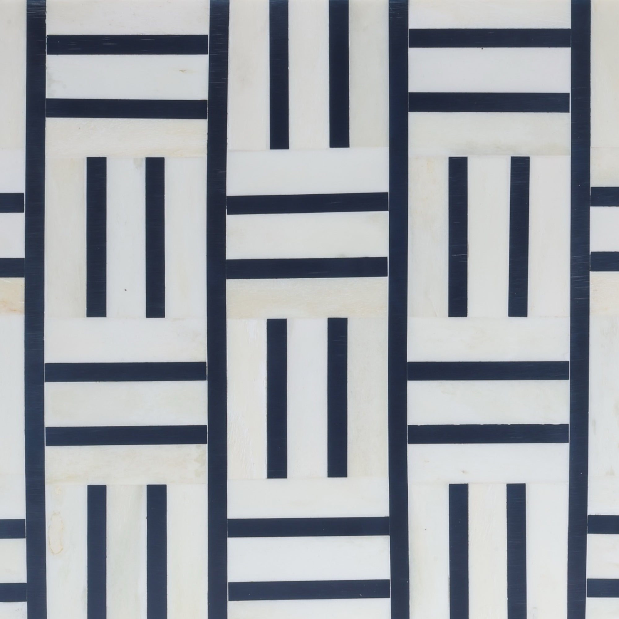 Navy & White Line Pattern Bone Box
