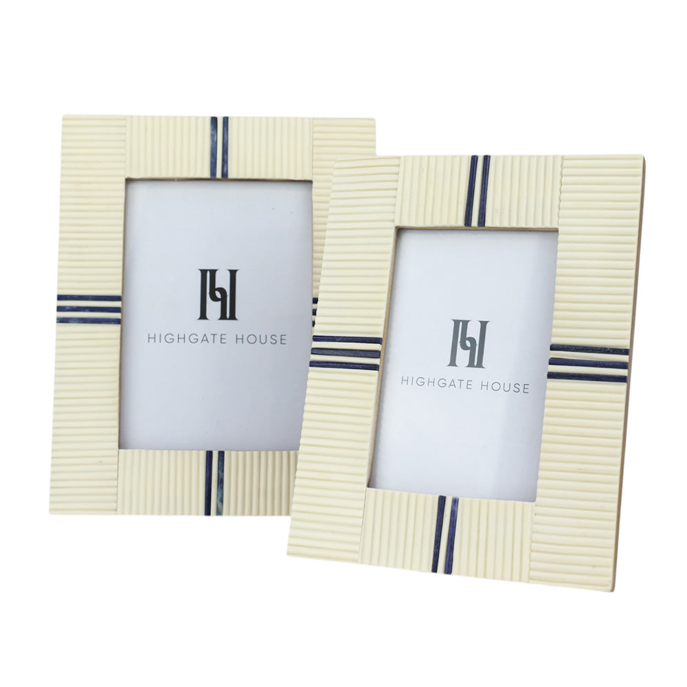 Bone Frame with Navy Stripes 4x6