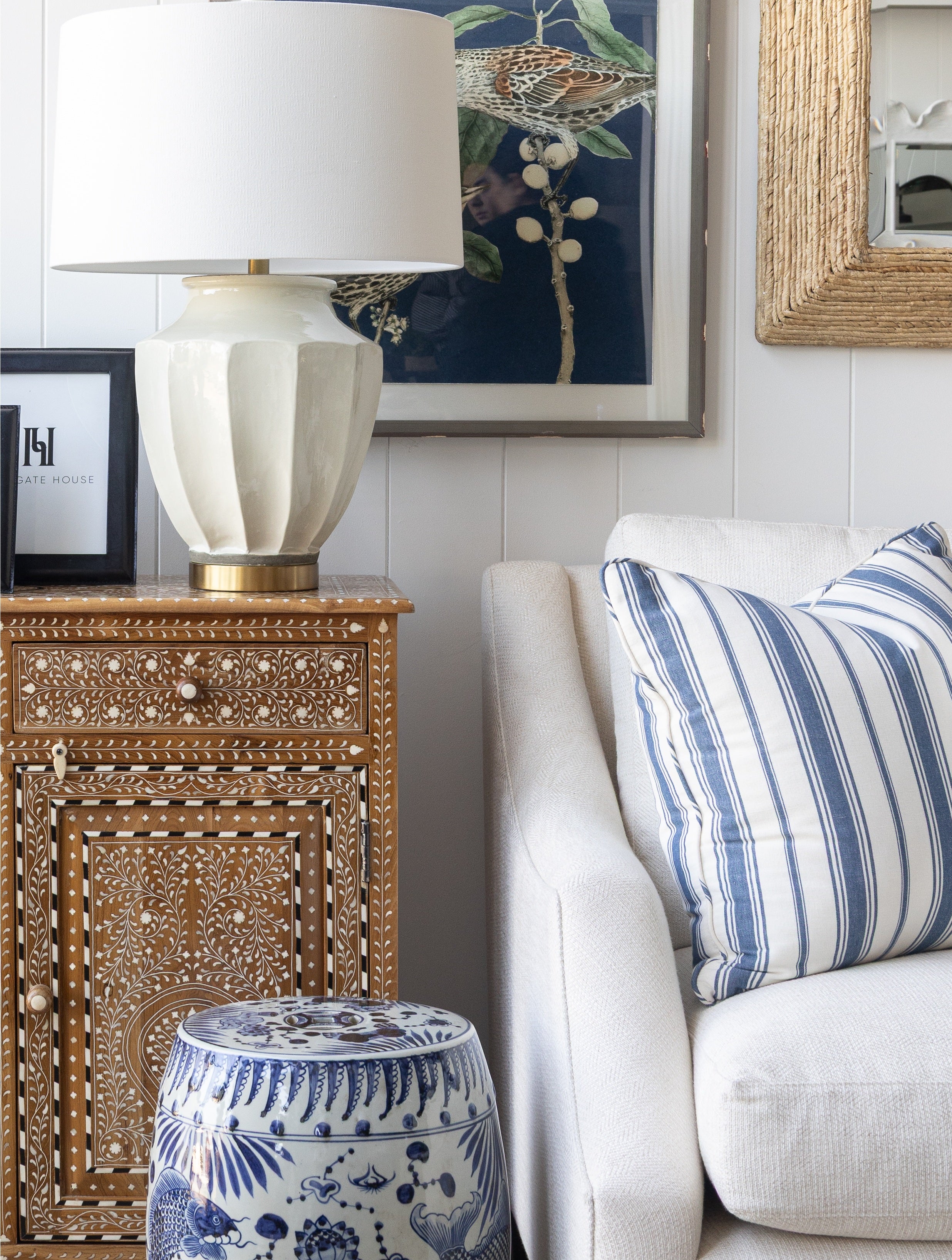 Navy Classic Stripe Cushion