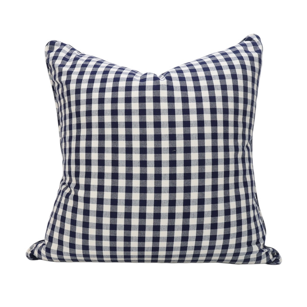 Navy Plaza Check Cushion
