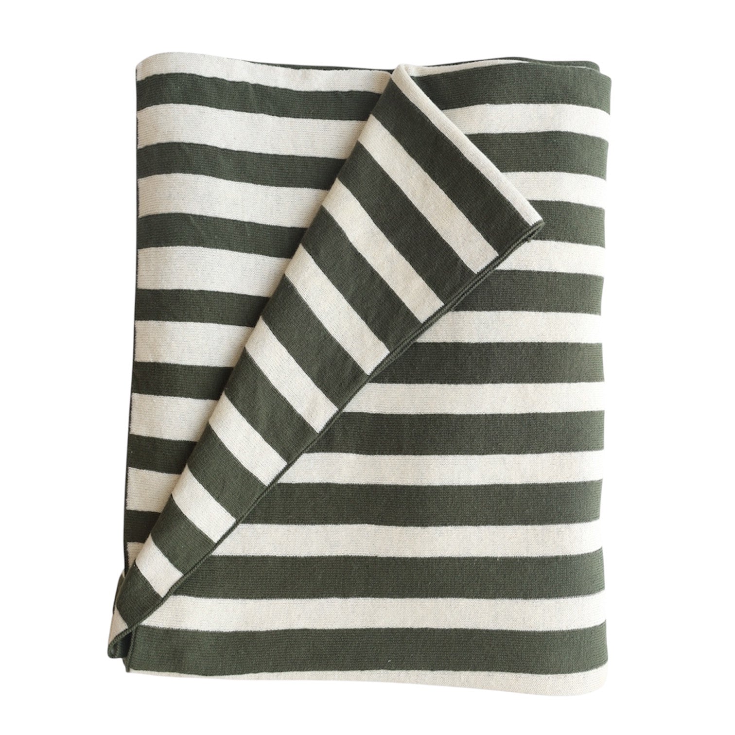 Striped Cotton Throw Olive Green