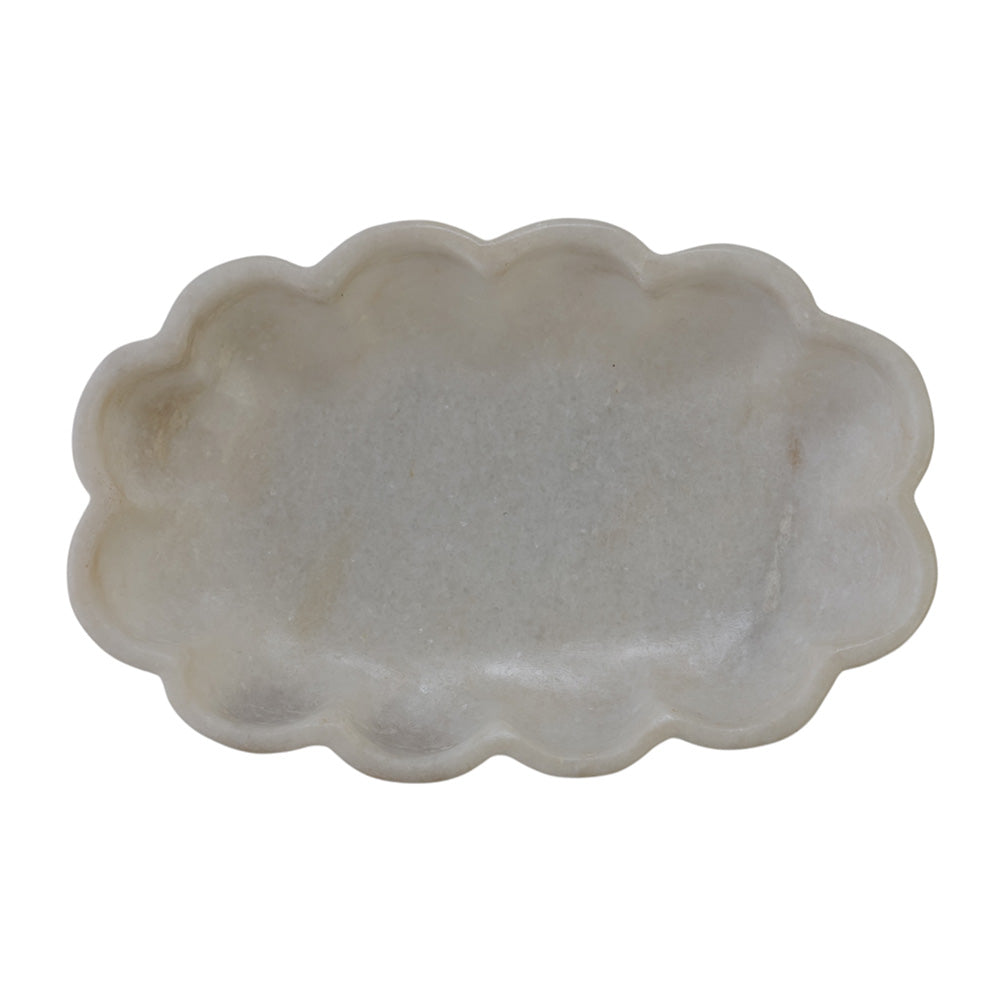 Marble Oval Scalloped Bowl