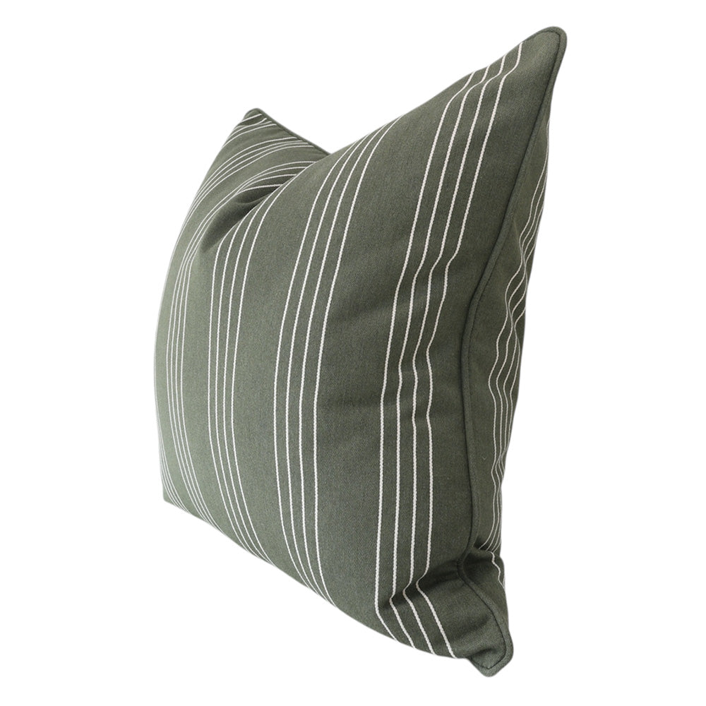 Pine Green Striped Cushion