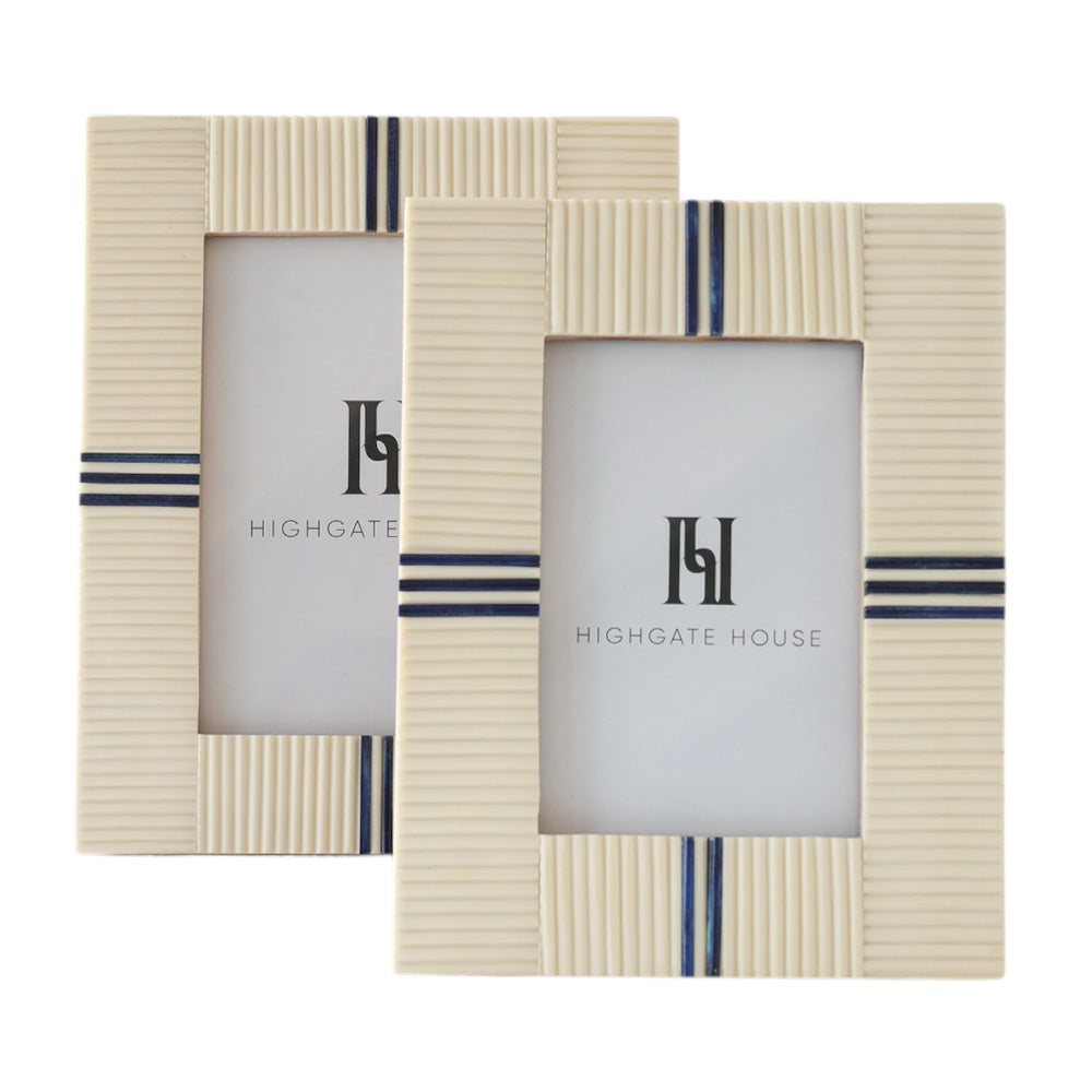 Bone Frame with Navy Stripes 4x6