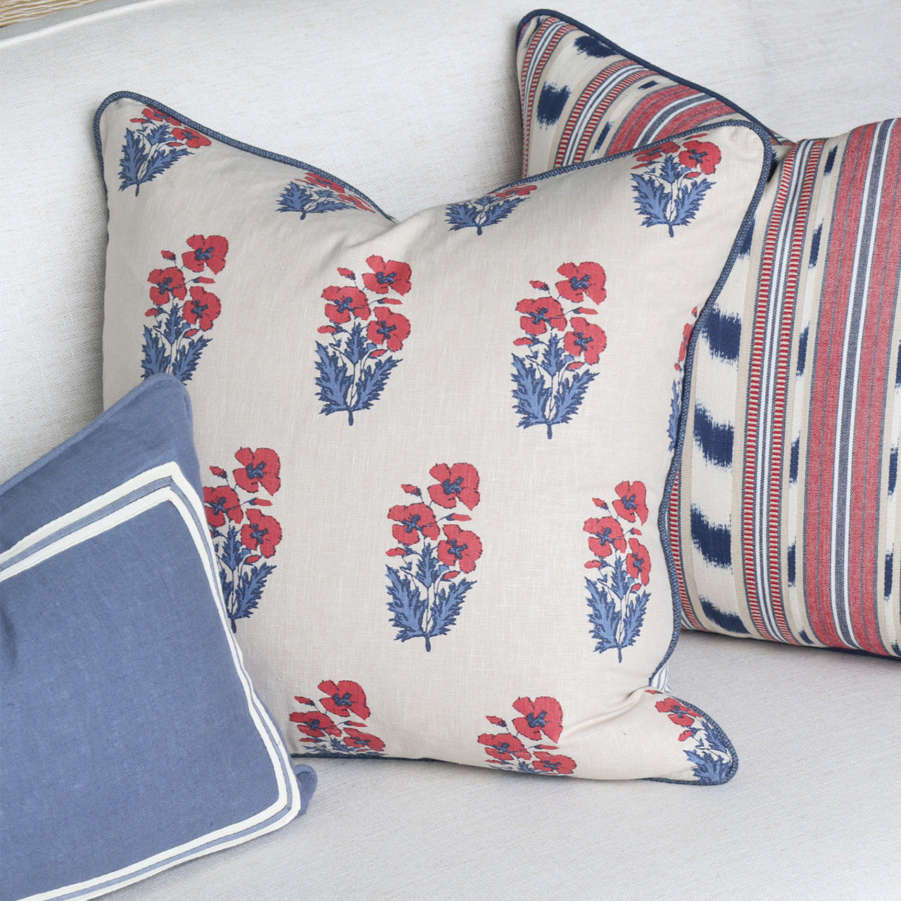 Red & Indigo Stripe Cushion
