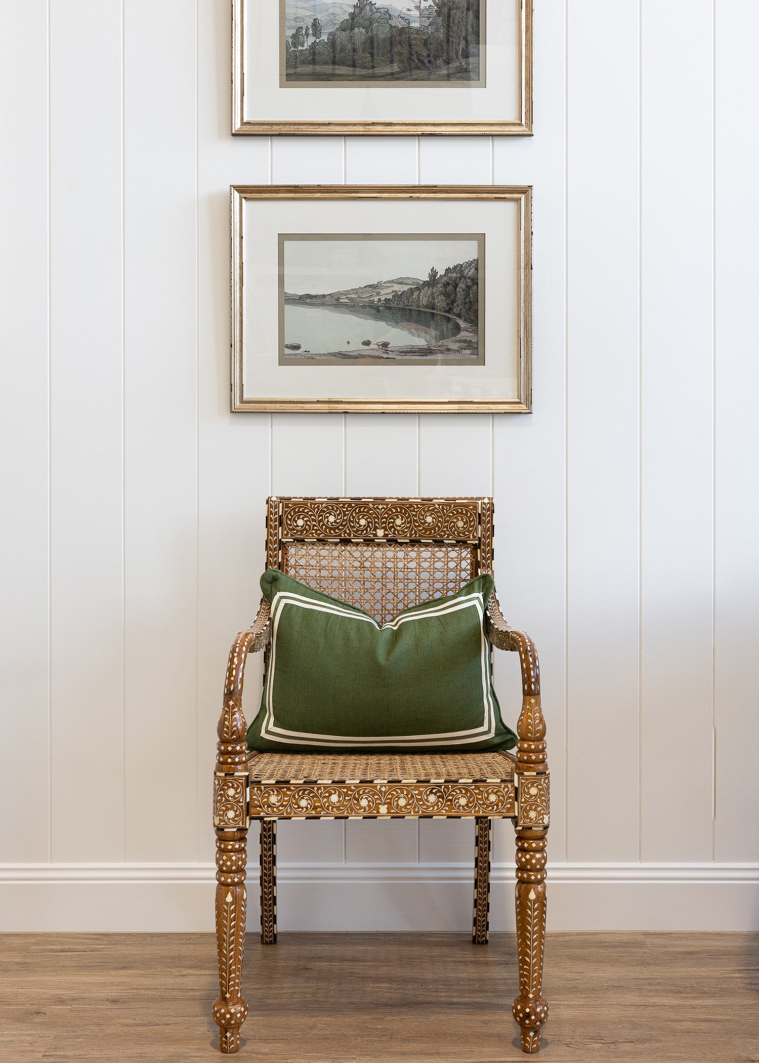 Teak Chair with Rattan & Bone Inlay