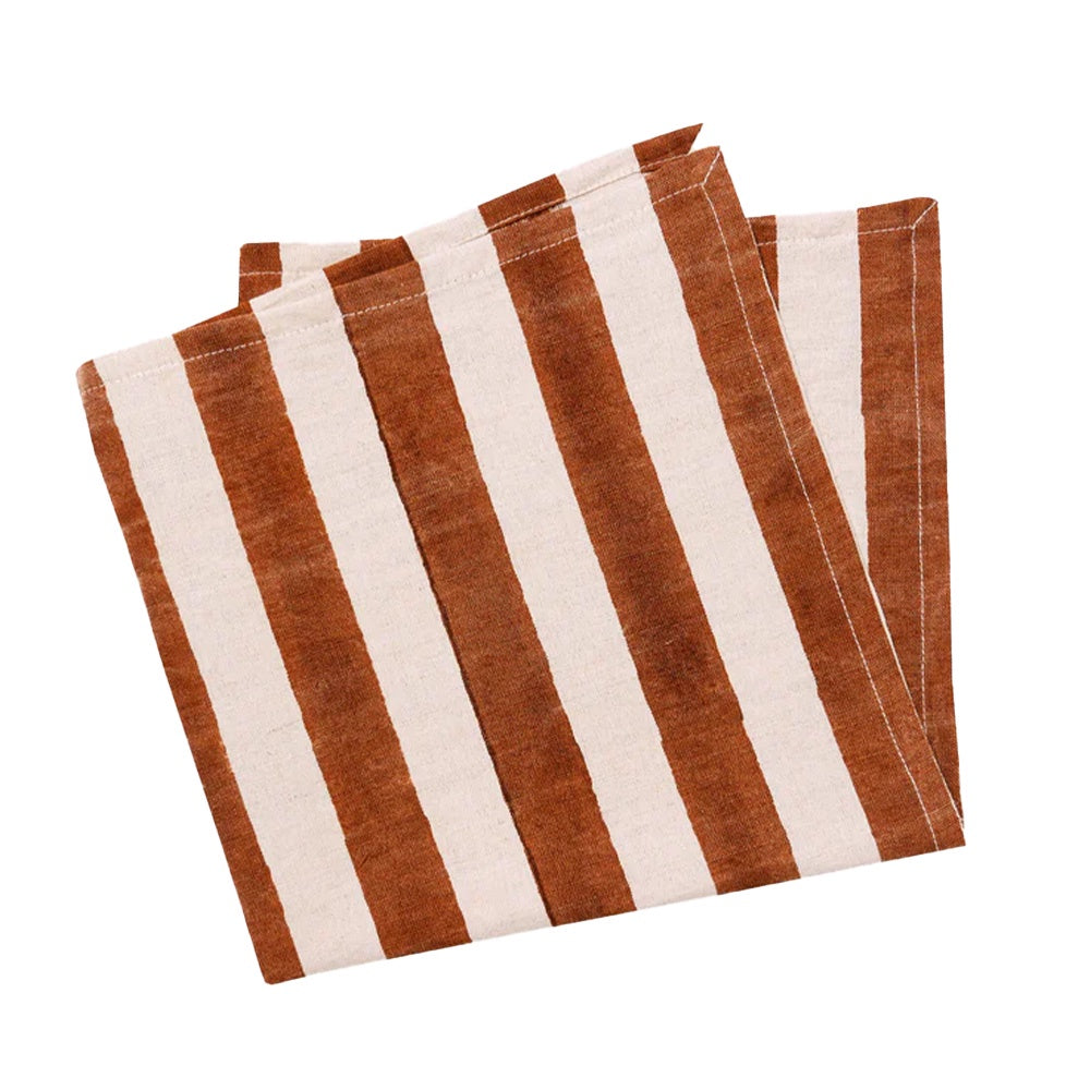 Terracotta Wide Stripe Napkin Set Of Four