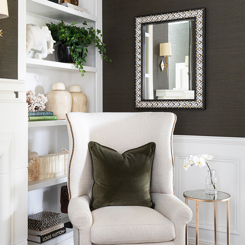 Wood & Mother of Pearl Flower Mirror