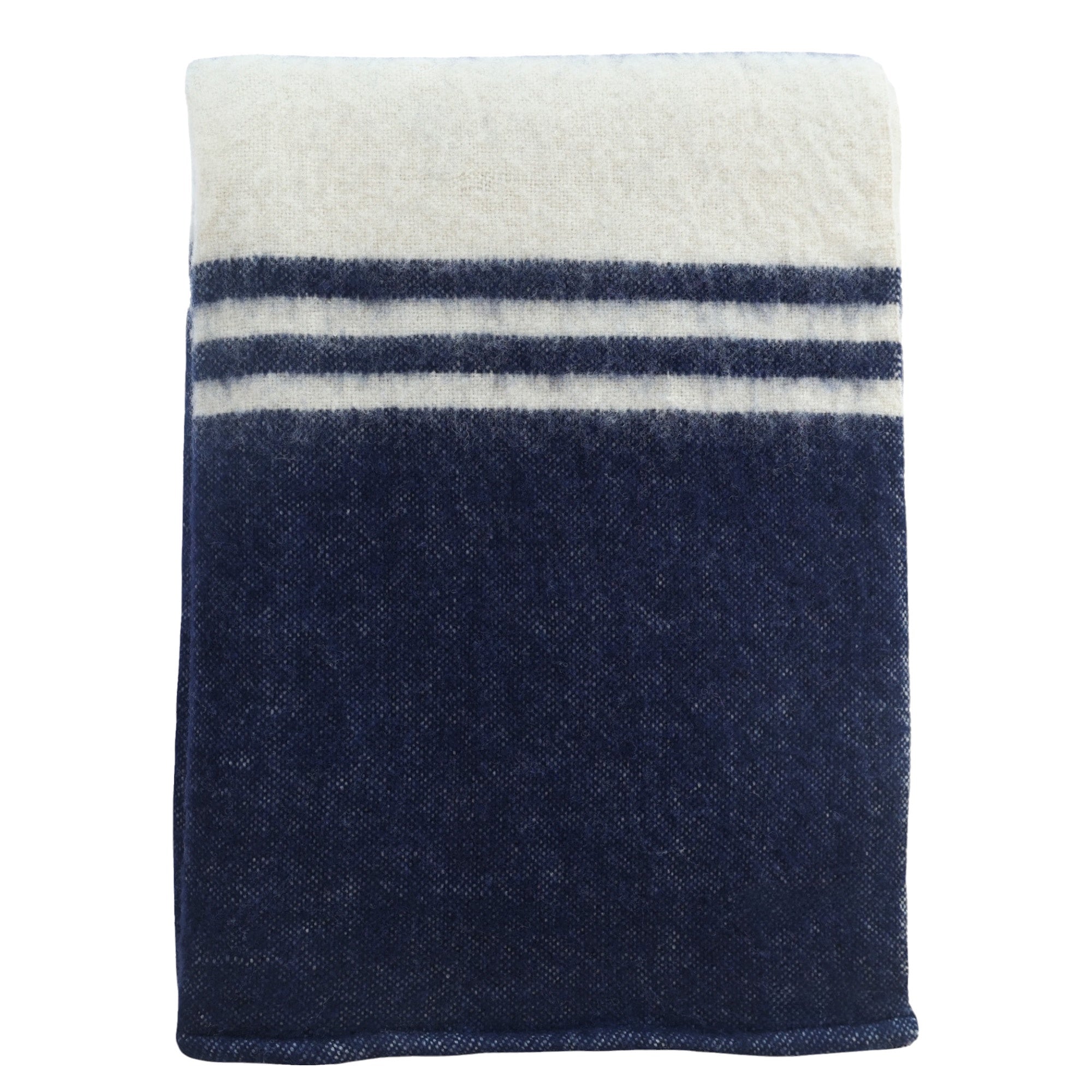 Wool Stripe Throw Navy