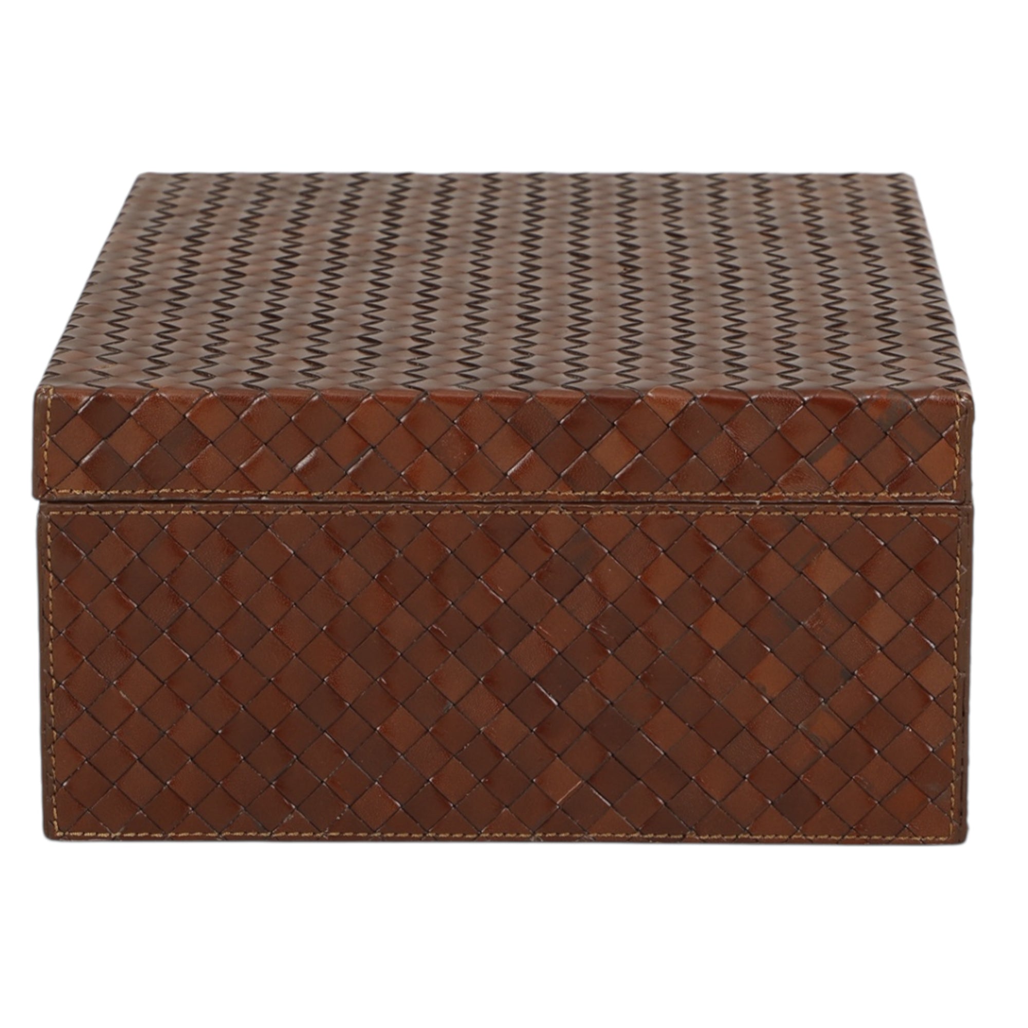 Woven Tobacco Leather Box L