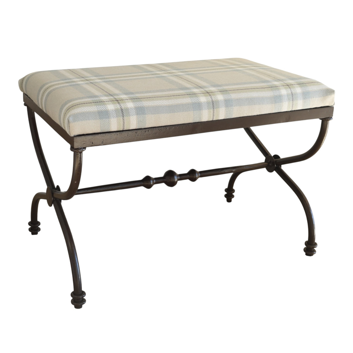 Zara Ottoman in Checked Fabric