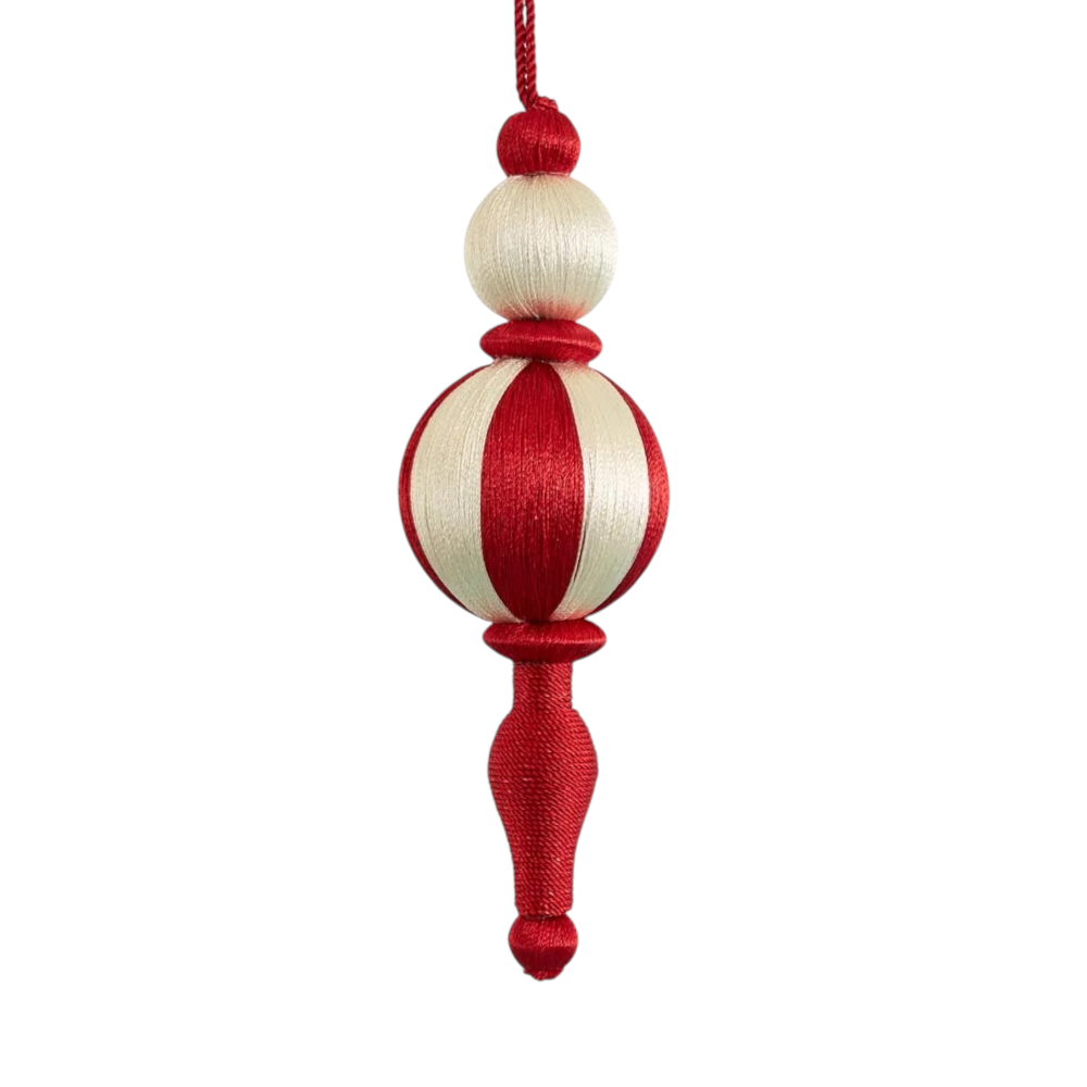 Ivory & Red Finial Ornament